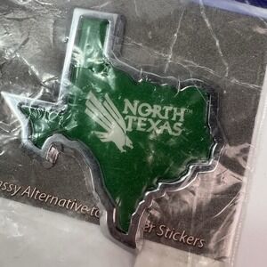 Elektroplate UNT Mean Green Auto Emblem Unisex OS Green NEW Texas Shape Chrome